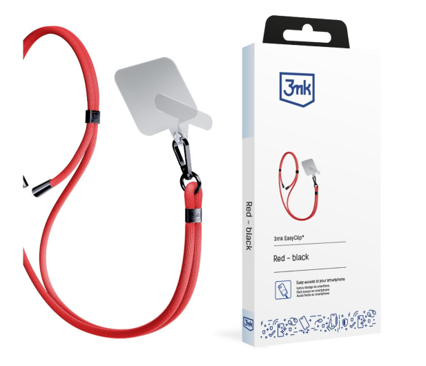 3MK Sznurek do Etui EasyClip Red (black) 5903108568685 - 1267323 - zdjęcie 2